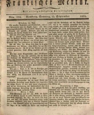 Fränkischer Merkur (Bamberger Zeitung) Sonntag 15. September 1833