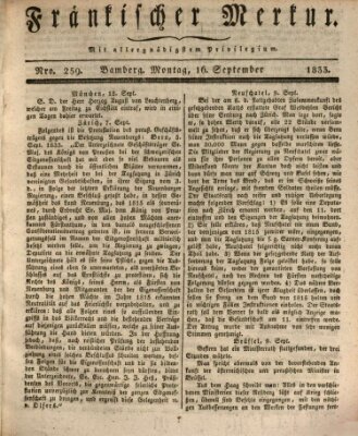 Fränkischer Merkur (Bamberger Zeitung) Montag 16. September 1833