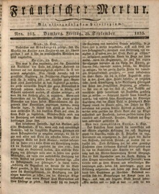 Fränkischer Merkur (Bamberger Zeitung) Freitag 20. September 1833