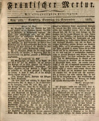 Fränkischer Merkur (Bamberger Zeitung) Sonntag 22. September 1833