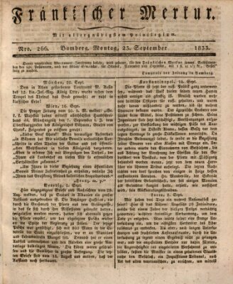 Fränkischer Merkur (Bamberger Zeitung) Montag 23. September 1833