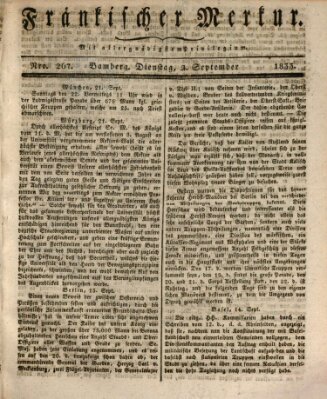 Fränkischer Merkur (Bamberger Zeitung) Dienstag 24. September 1833