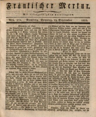 Fränkischer Merkur (Bamberger Zeitung) Sonntag 29. September 1833