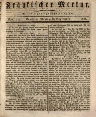 Fränkischer Merkur (Bamberger Zeitung) Montag 30. September 1833