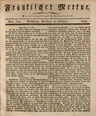 Fränkischer Merkur (Bamberger Zeitung) Freitag 11. Oktober 1833