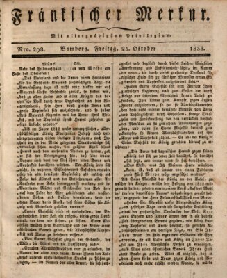 Fränkischer Merkur (Bamberger Zeitung) Freitag 25. Oktober 1833