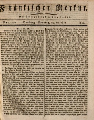 Fränkischer Merkur (Bamberger Zeitung) Sonntag 27. Oktober 1833