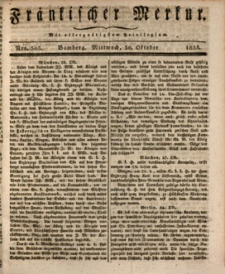 Fränkischer Merkur (Bamberger Zeitung) Mittwoch 30. Oktober 1833