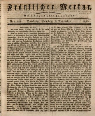 Fränkischer Merkur (Bamberger Zeitung) Samstag 2. November 1833