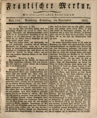 Fränkischer Merkur (Bamberger Zeitung) Sonntag 10. November 1833