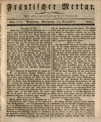 Fränkischer Merkur (Bamberger Zeitung) Mittwoch 13. November 1833