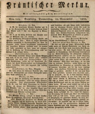 Fränkischer Merkur (Bamberger Zeitung) Donnerstag 21. November 1833