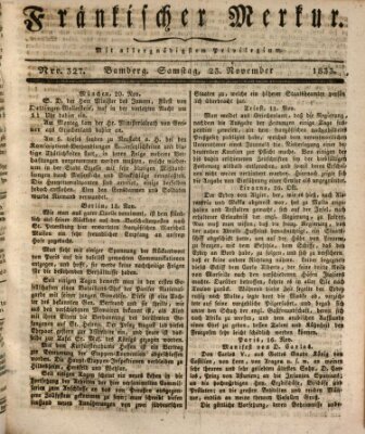 Fränkischer Merkur (Bamberger Zeitung) Samstag 23. November 1833