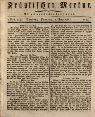 Fränkischer Merkur (Bamberger Zeitung) Sonntag 1. Dezember 1833