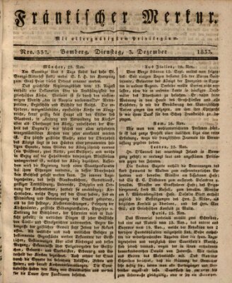 Fränkischer Merkur (Bamberger Zeitung) Dienstag 3. Dezember 1833