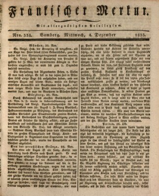 Fränkischer Merkur (Bamberger Zeitung) Mittwoch 4. Dezember 1833