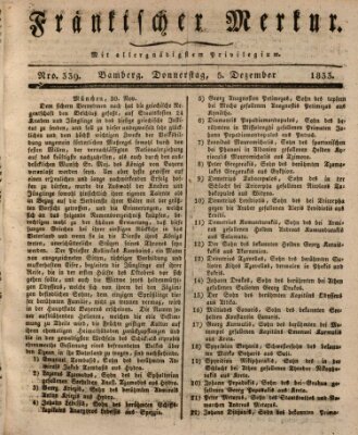 Fränkischer Merkur (Bamberger Zeitung) Donnerstag 5. Dezember 1833
