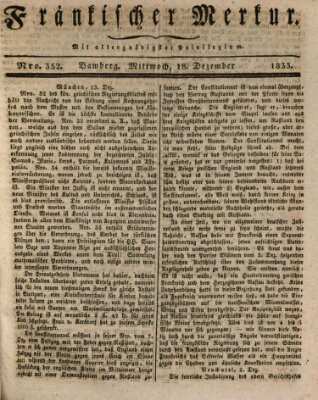 Fränkischer Merkur (Bamberger Zeitung) Mittwoch 18. Dezember 1833