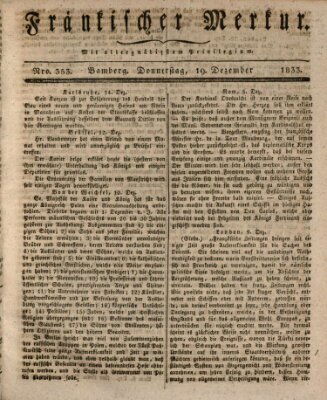 Fränkischer Merkur (Bamberger Zeitung) Donnerstag 19. Dezember 1833