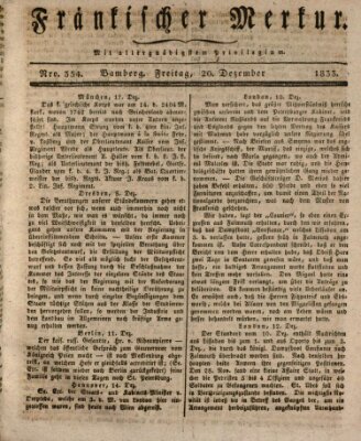 Fränkischer Merkur (Bamberger Zeitung) Freitag 20. Dezember 1833
