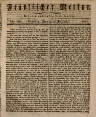 Fränkischer Merkur (Bamberger Zeitung) Freitag 27. Dezember 1833