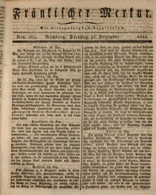 Fränkischer Merkur (Bamberger Zeitung) Dienstag 31. Dezember 1833