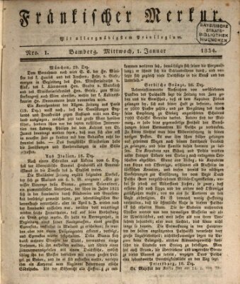 Fränkischer Merkur (Bamberger Zeitung) Mittwoch 1. Januar 1834