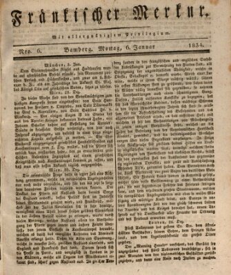 Fränkischer Merkur (Bamberger Zeitung) Montag 6. Januar 1834