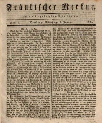 Fränkischer Merkur (Bamberger Zeitung) Dienstag 7. Januar 1834