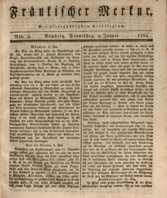 Fränkischer Merkur (Bamberger Zeitung) Donnerstag 9. Januar 1834