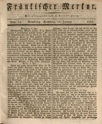 Fränkischer Merkur (Bamberger Zeitung) Samstag 11. Januar 1834