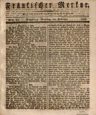 Fränkischer Merkur (Bamberger Zeitung) Montag 10. Februar 1834