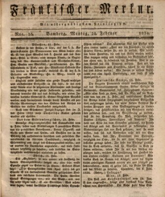 Fränkischer Merkur (Bamberger Zeitung) Montag 24. Februar 1834