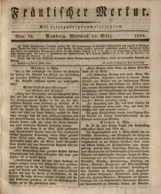 Fränkischer Merkur (Bamberger Zeitung) Mittwoch 12. März 1834
