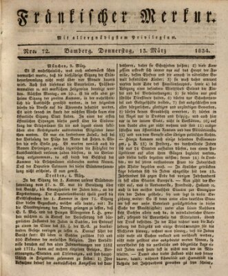 Fränkischer Merkur (Bamberger Zeitung) Donnerstag 13. März 1834