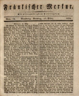 Fränkischer Merkur (Bamberger Zeitung) Montag 17. März 1834