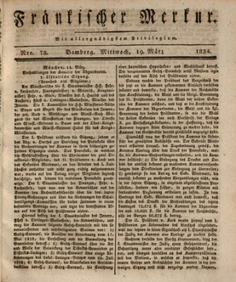 Fränkischer Merkur (Bamberger Zeitung) Mittwoch 19. März 1834