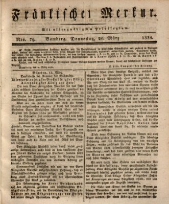 Fränkischer Merkur (Bamberger Zeitung) Donnerstag 20. März 1834