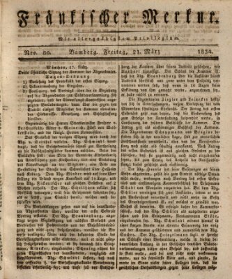 Fränkischer Merkur (Bamberger Zeitung) Freitag 21. März 1834