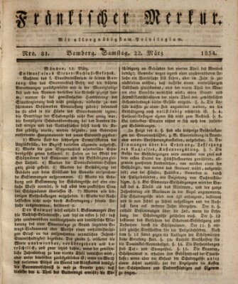 Fränkischer Merkur (Bamberger Zeitung) Samstag 22. März 1834