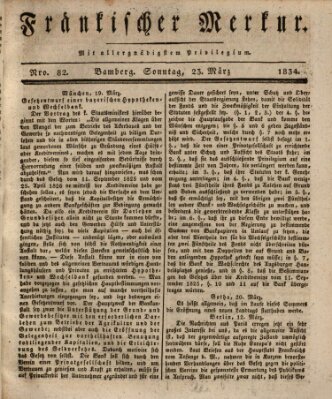 Fränkischer Merkur (Bamberger Zeitung) Sonntag 23. März 1834