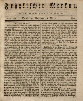 Fränkischer Merkur (Bamberger Zeitung) Montag 24. März 1834