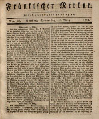 Fränkischer Merkur (Bamberger Zeitung) Donnerstag 27. März 1834