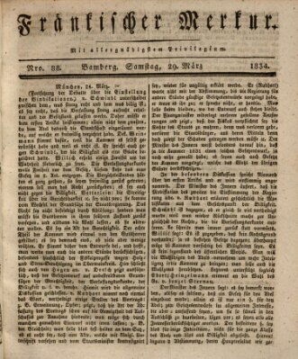 Fränkischer Merkur (Bamberger Zeitung) Samstag 29. März 1834