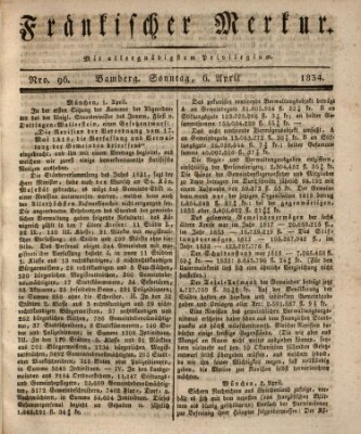 Fränkischer Merkur (Bamberger Zeitung) Sonntag 6. April 1834