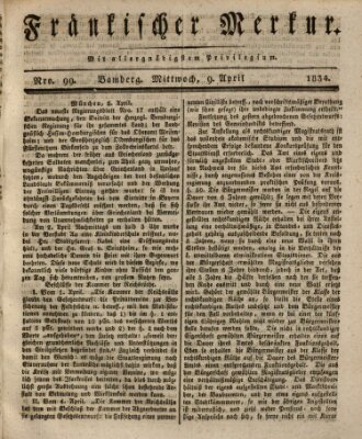 Fränkischer Merkur (Bamberger Zeitung) Mittwoch 9. April 1834