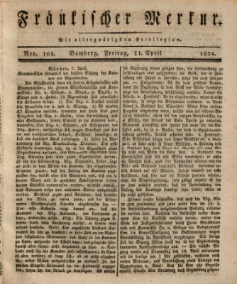 Fränkischer Merkur (Bamberger Zeitung) Freitag 11. April 1834