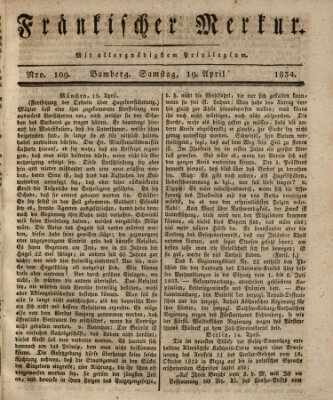 Fränkischer Merkur (Bamberger Zeitung) Samstag 19. April 1834