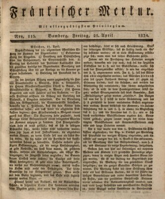 Fränkischer Merkur (Bamberger Zeitung) Freitag 25. April 1834