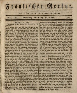 Fränkischer Merkur (Bamberger Zeitung) Samstag 26. April 1834